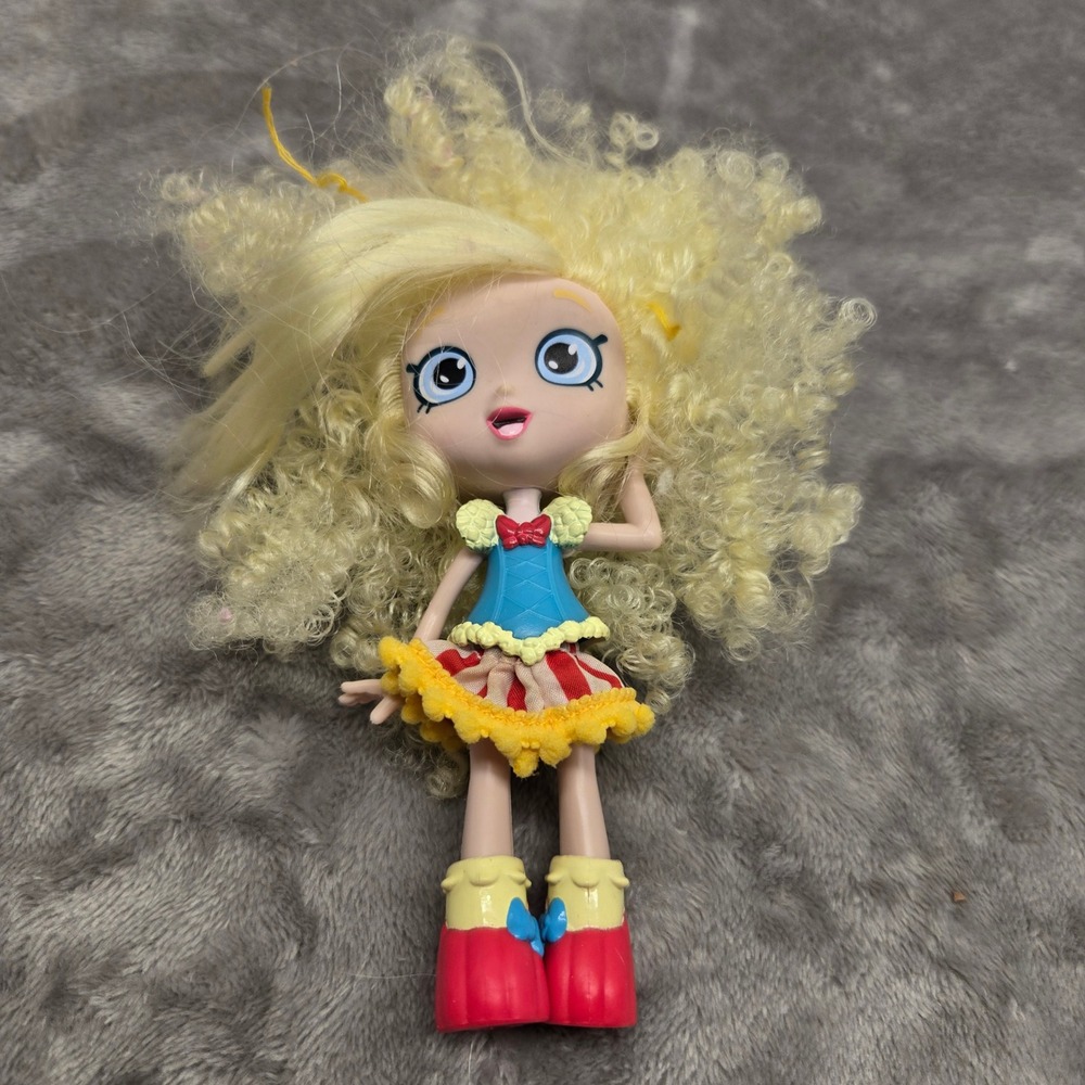 Shopkins Shoppies Popette Doll Blonde Curly Hair Moose Toys Yellow Blue Red 5.5"